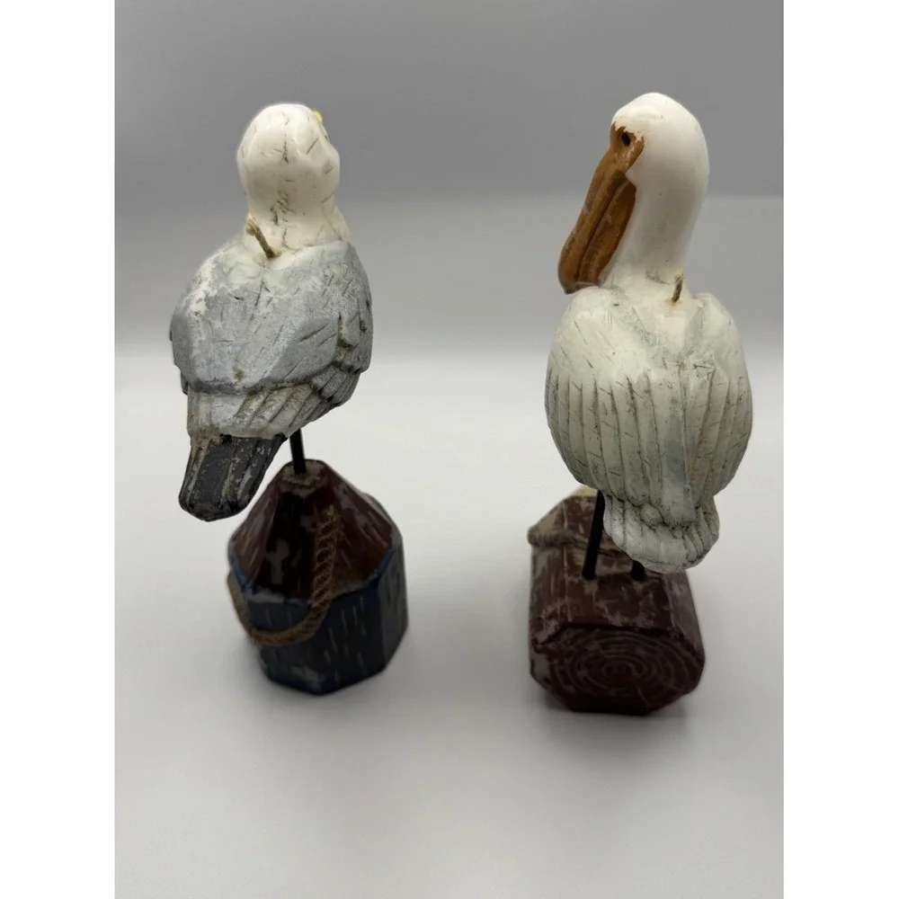 Russ Berrie Vintage Ocean Point Lot‎ Of 2 Bird Candles Wax  Beach *paint Wear*
